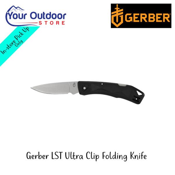 Gerber LST Ultra Clip Folding Knife | Hero Image Showing All Logos And Titles. 
