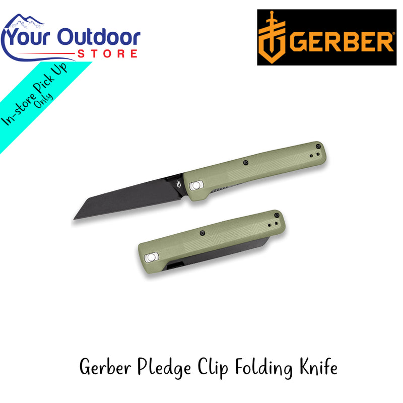 Gerber Pledge Clip Folding Knife | Hero Image Showing All Logos And Titles.