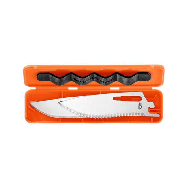 Black / Orange | Gerber Randy Newberg Exchangeable Blade System Image Showing Blades In Side Of The Protective Case.