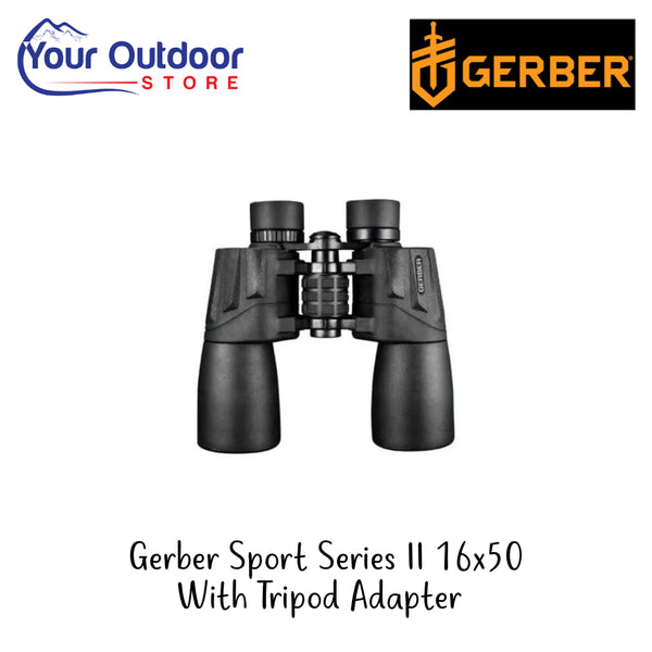 Gerber Sport Series II 16x50 With Tripod Adapter | Hero Image Showing All Logos And Titles.