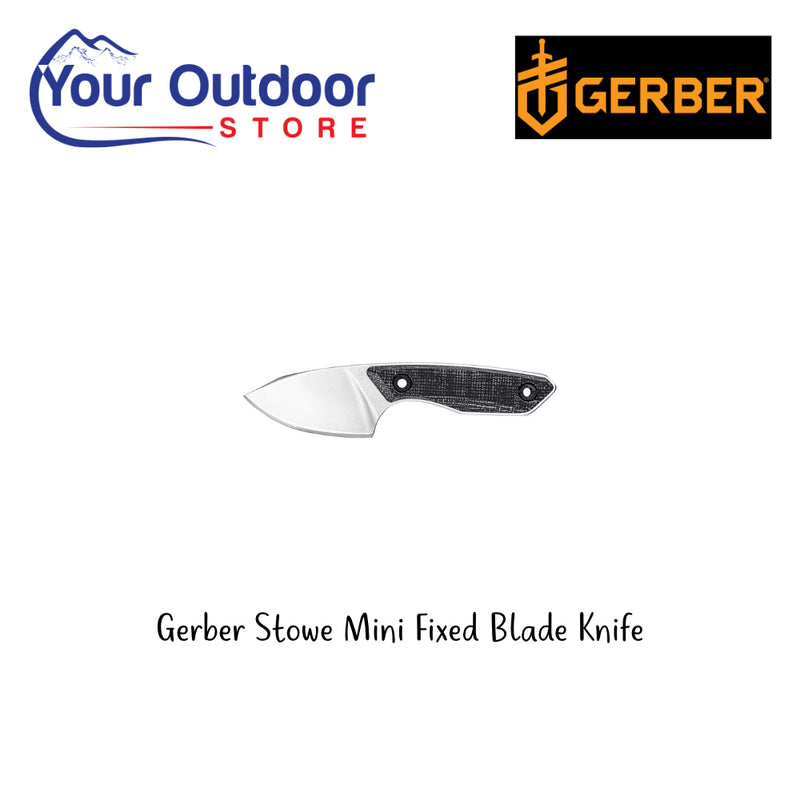 Gerber Stowe Mini Fixed Blade Knife. Hero Image Showing Logos and Title. 