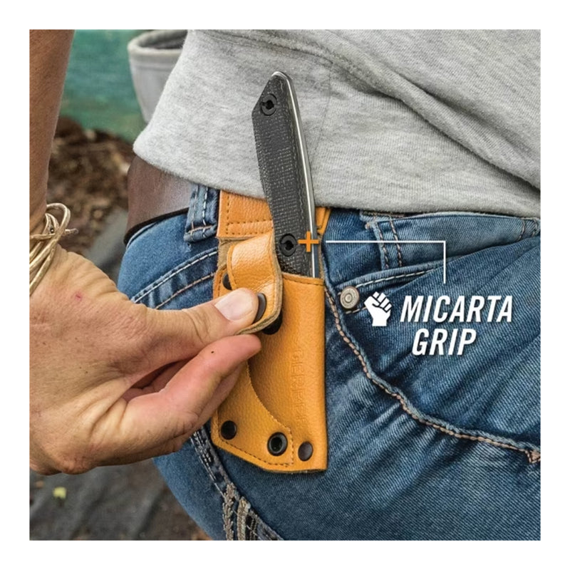 Grey | Gerber Mini Fixed Blade Knife. Shown on Belt.