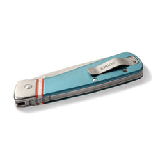 Blue | Gerber Straightlace Clip Folding Knife. Side View Showing Belt Clip. 