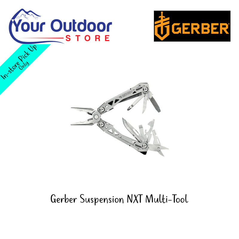 Gerber Suspension NXT Multi-Tool | Hero Image Showing All Logos And Titles.
