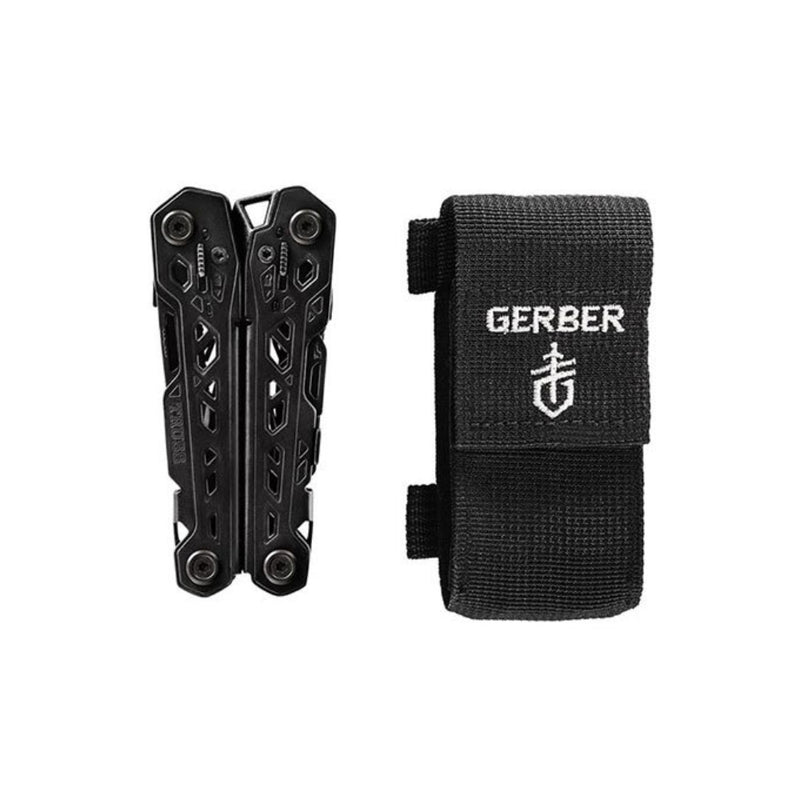 Black | Gerber Truss Multi Tool. Shown Closed With Pouch. 