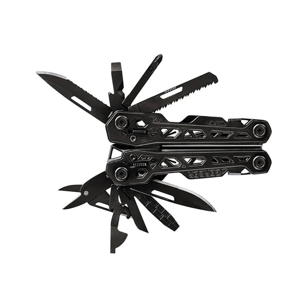 Black | Gerber Truss Multi-Tool Image Showing Pliers Away, All Other Tools Out.