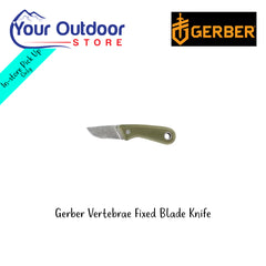 Gerber Vertebrea Fixed Knife Blade | Hero Image Showing All Logos And Titles.