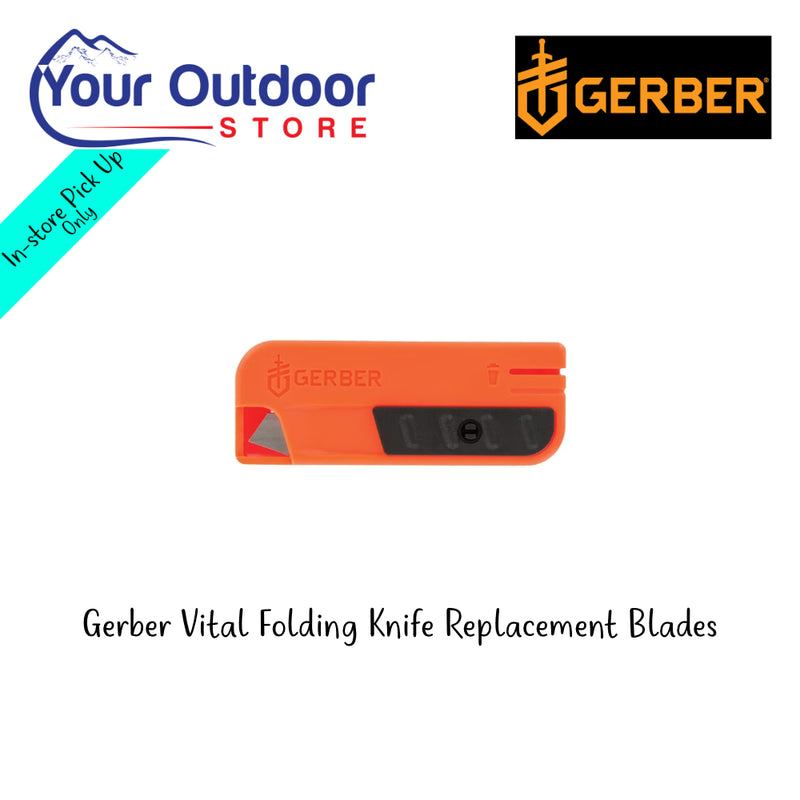 Gerber Vital Folding Knife Replacement Blades | hero Image Showing All Logos And Tiles.