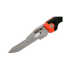 Black / Orange | Gerber Vital Pocket Folding Knife Plus Spare Blades. Close Up Of Blade Placement. 