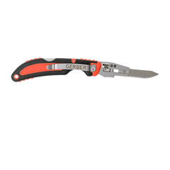 Black / Orange | Gerber Vital Pocket Folding Knife Plus Spare Blades. Other Side View Showing Blade Locking System.