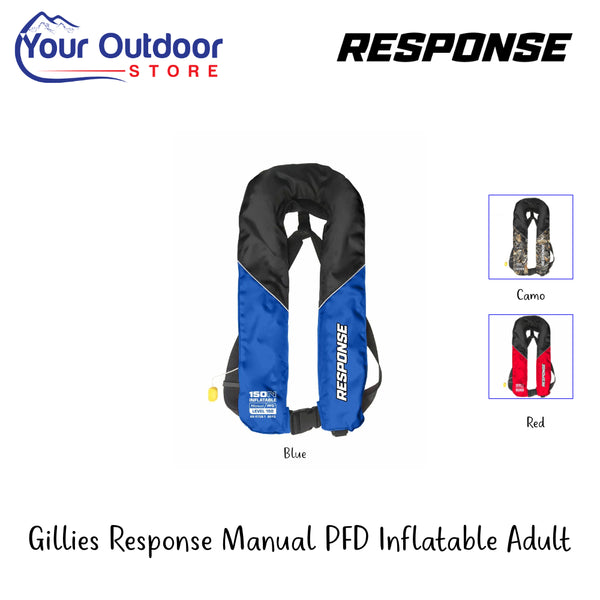 Gillies Response Manual PFD Inflatable Adult | Hero Image Showing All Logos, Titles And Variants.