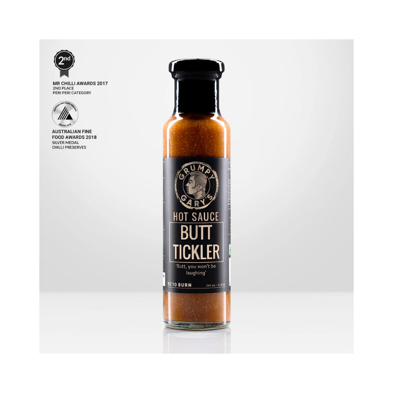 Grumpy Gary's Hot Sauce-Butt Tickler | Image Showing No Logos Or Titles.