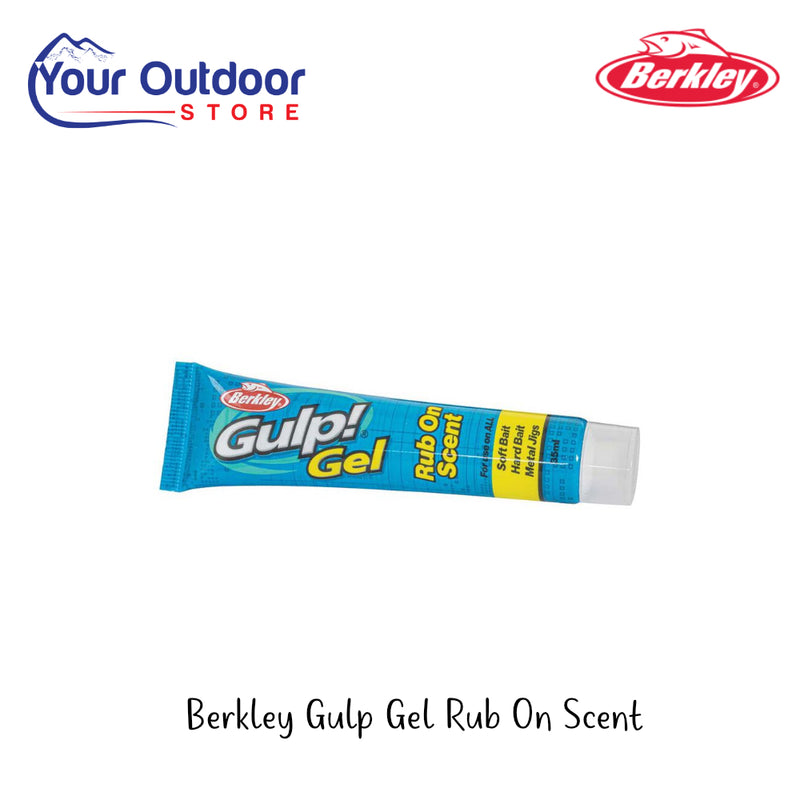 Berkley Gulp Gel Rub On Scent | Hero image Showing All Logos And Titles.