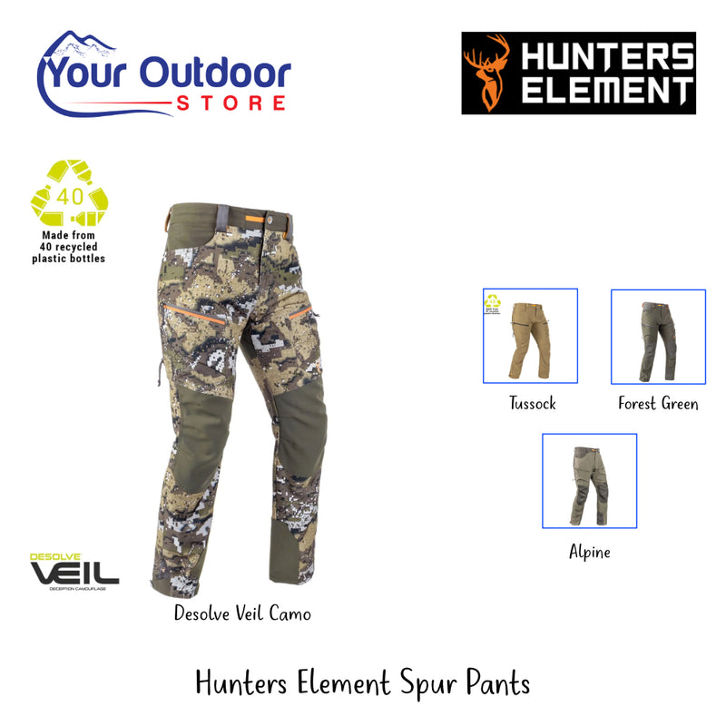 Hunters Element Spur Pants | Image Showing All Logos And Titles.