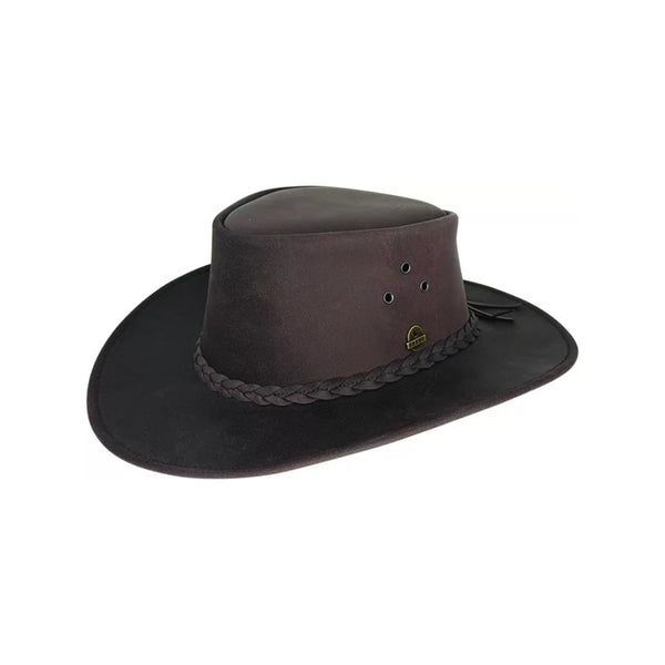 Brown | Hawker Leather Lowlander Man From Snowy River Hat Image Showing No Logos Or Titles.