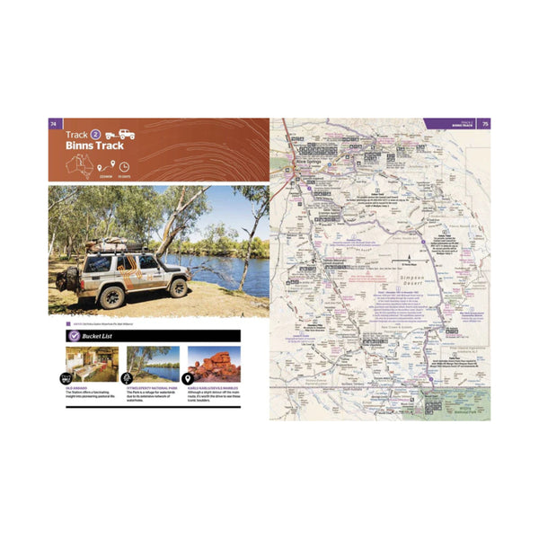 Hema Atlas And Guide Great Desert Tracks | Image Showing Information And Lay Out Of The Binns Track Chapter.