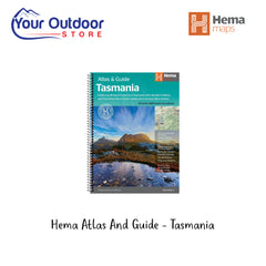 Hema Atlas and Guide - Tasmania. Hero Image Showing Logos and Title. 