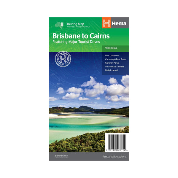 Hema Brisbane To Cairns Featuring Major Tourist Drives Touring Map | Image Showing No Logos Or Titles.