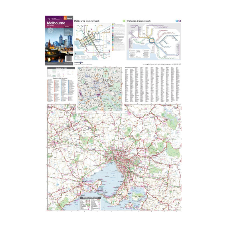 Hema City Map Melbourne & Region 13th Edition | Image Show Index And Train, And Tram Lines.