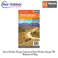 Hema Flinders Ranges Featuring Ikara Flinders Ranges NP Waterproof Map | Hero Image Showing All Logos And Titles.