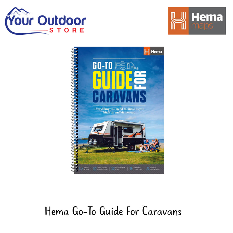 Hema Go-To Guide For Caravans | Hero Image Showing All Logos And Titles.