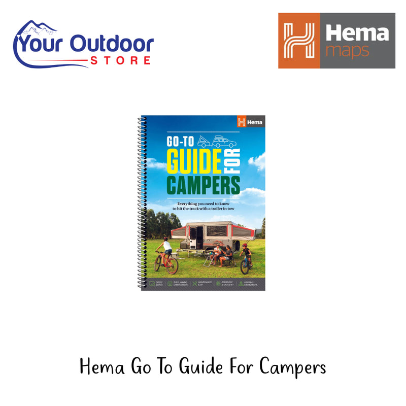 Hema Go To Guide For Campers | Hero Image Showing All Logos And Titles. 