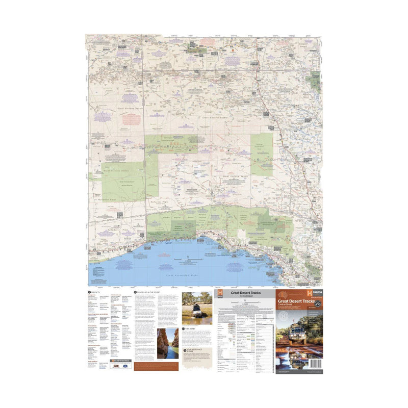 Hema Great Desert Tracks Central Sheet, Water Proof Paper | Image Showing Full View Of Map, And Map Index.