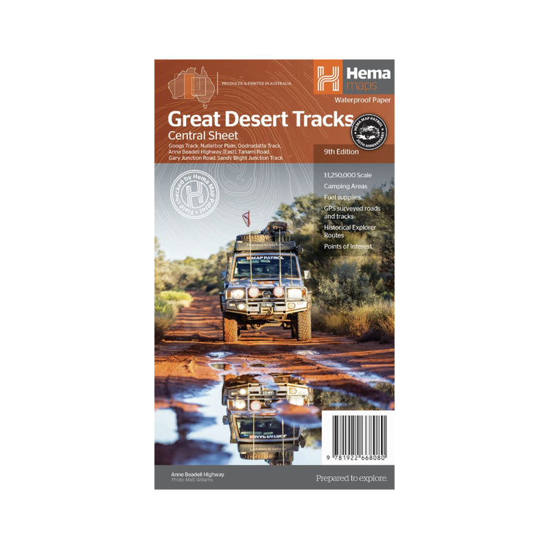 Hema Great Desert Tracks Central Sheet, Water Proof Paper | Image Showing No Logos Or Titles.