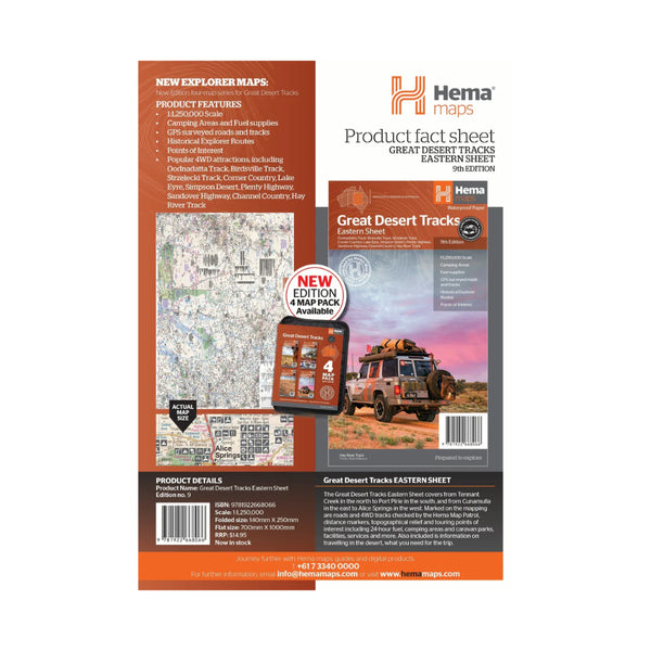 Hema Great Desert Tracks Eastern Sheet | Image Showing Product Sheet.