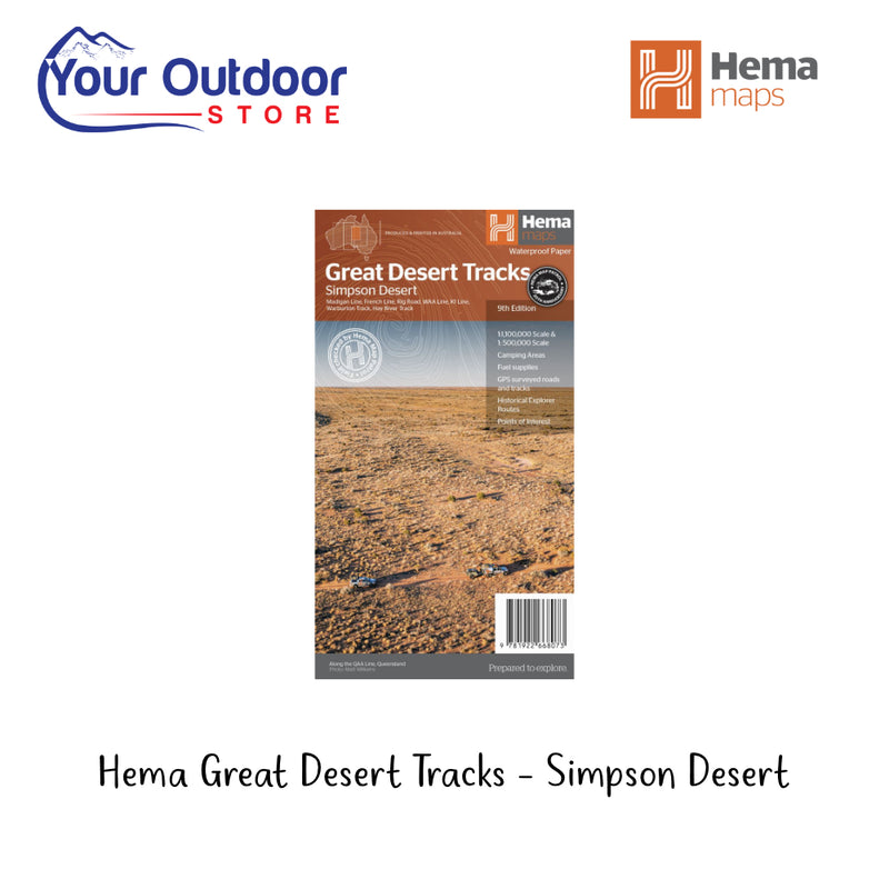 Hema Desert Tracks - Simpson Desert. Hero Image Showing Logos and Title. 