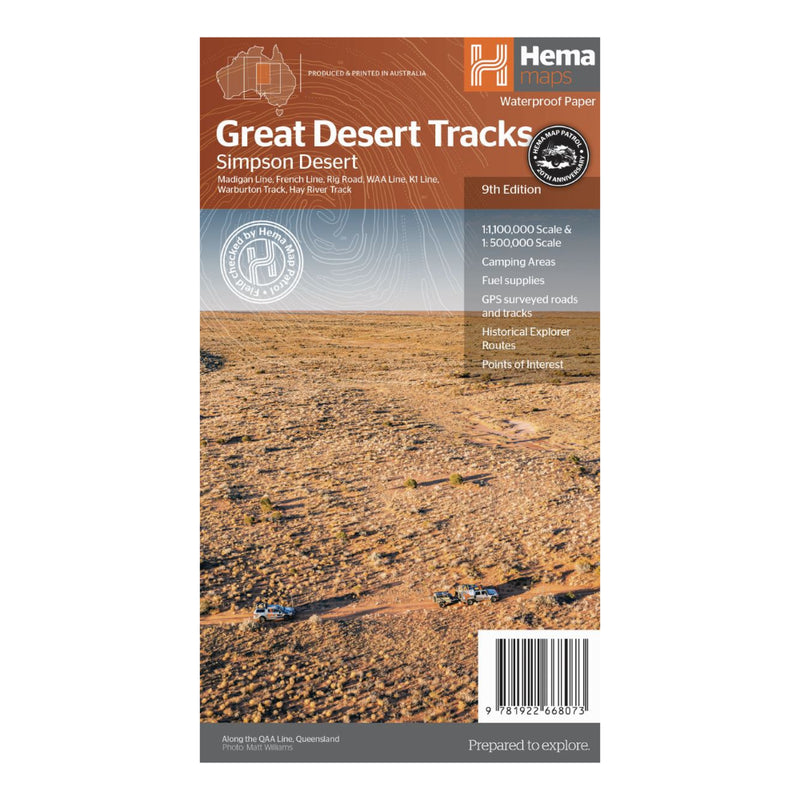 Hema Desert Tracks - Simpson Desert Map Cover. 