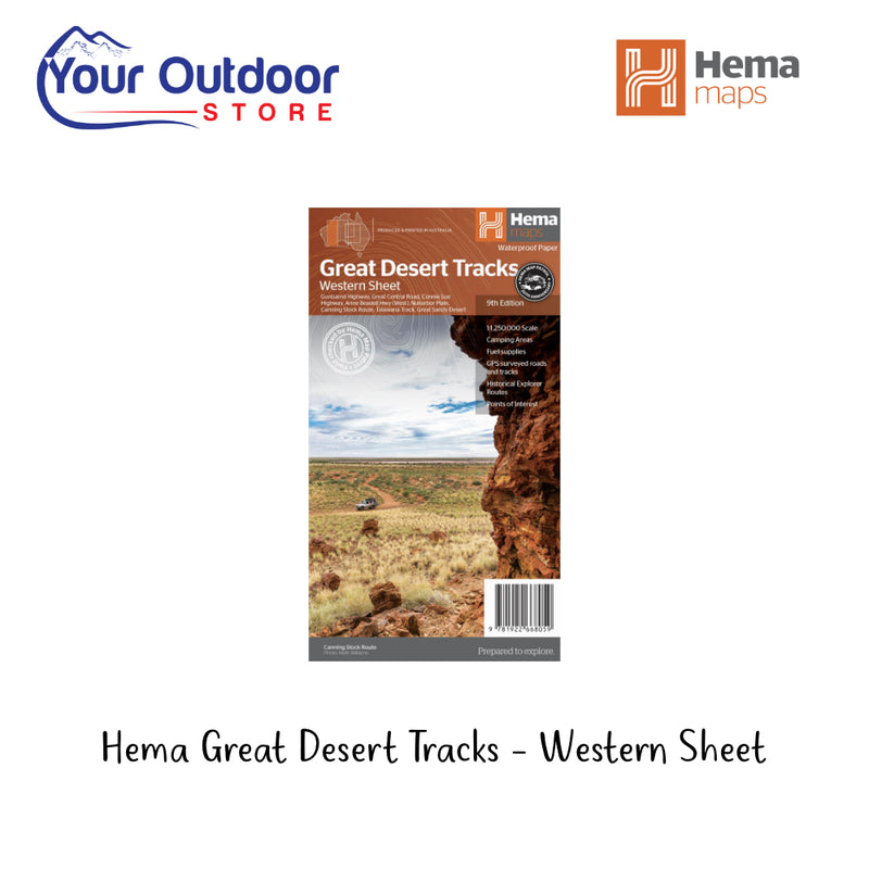 Hema Great Desert Tracks - Western Sheet. Hero Image Showing Logos and Title. 