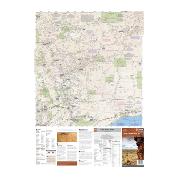Hema Great Desert Tracks - Western Sheet. Open Map also Showing Facts and Map Key.
