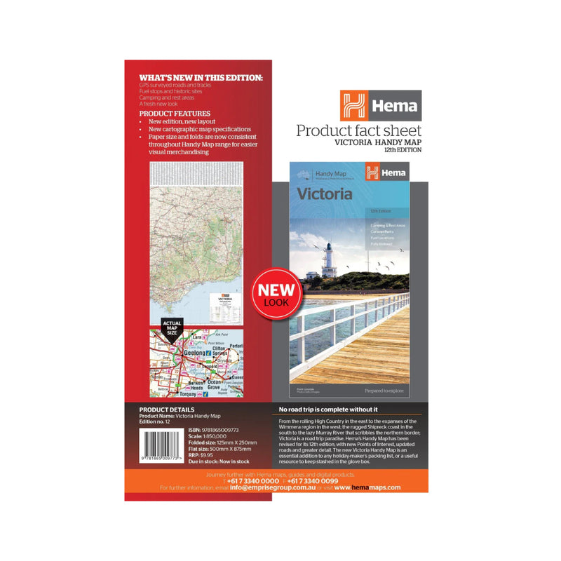 Hema Handy Map Victoria | Image Showing Product Fact Sheet.