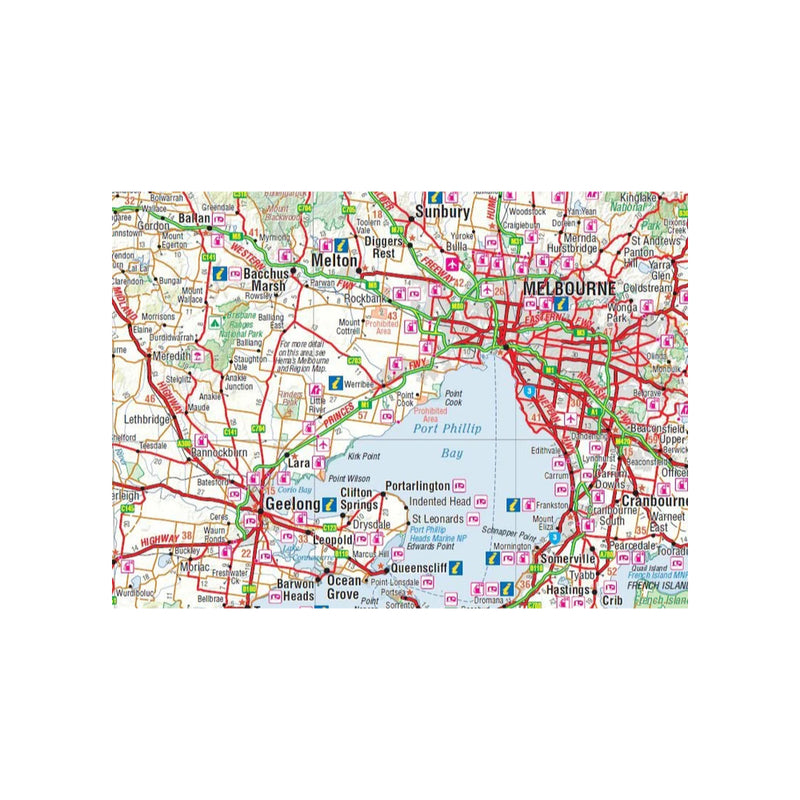 Hema Handy Map Victoria | Image Showing Close Up View of The Melbourne, Melton And Geelong Area.