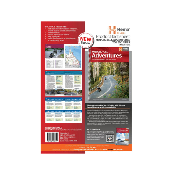 Hema Motorcycle Adventures - Top 200 Rides | Image Showing View Of The Back Cover.
