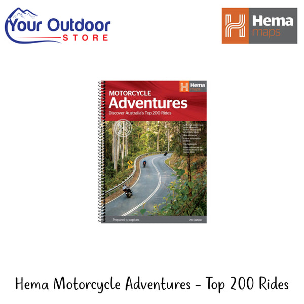 Hema Motorcycle Adventures - Top 200 Rides | Hero Image Showing All Logos And Titles.