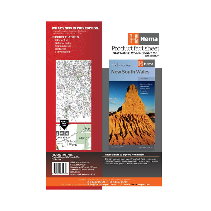 Hema New South Wales Handy Map 15th Edition | Image Showing Back Cover.