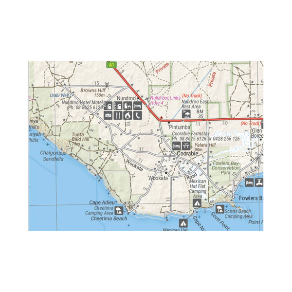 Hema Nullarbor Plain Map 1ts Edition | Image Showing Close Up View Of Map.