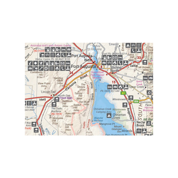 Hema Nullarbor Plain Map 1st Edition | Image Showing Close UP View Of Port Augusta Area.