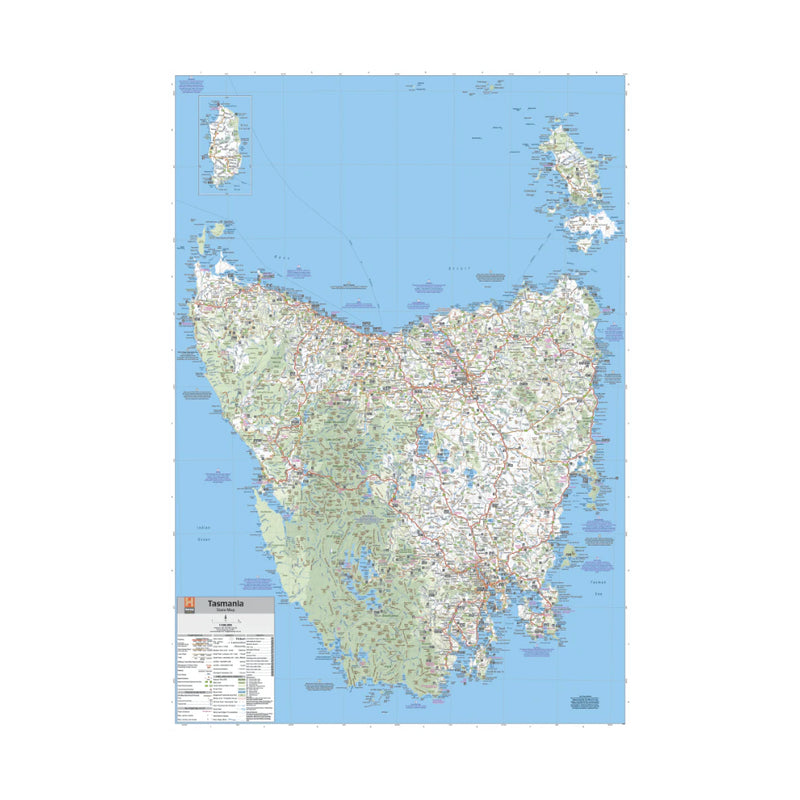 Hema Tasmania Waterproof State Map 4th Edition | Image Showing Full View Of Map.