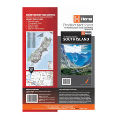 Hema Te Waipounamu South Island, New Zealand 8th Edition | Image Showing Map Fact Sheet.