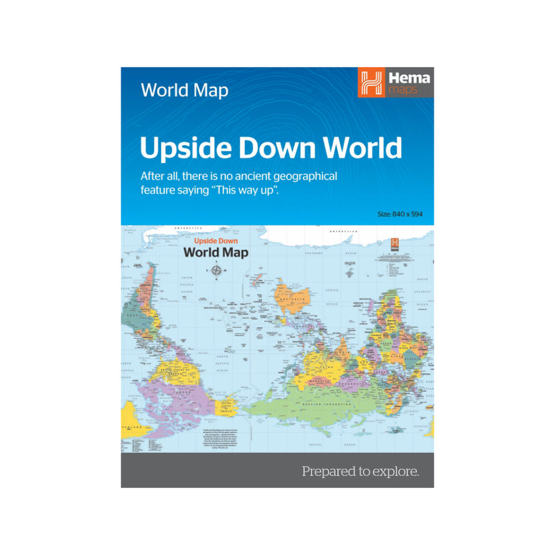 Hema Upside Down World Map | Image Showing No Logos Or Titles.