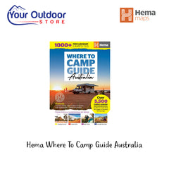 Hema Where to Camp Guide Australia. Hero Image Showing logos and Title. 