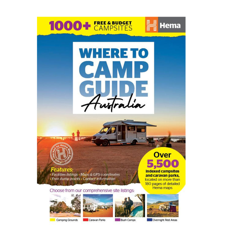 Hema Where to Camp Guide Australia. Cover Page.