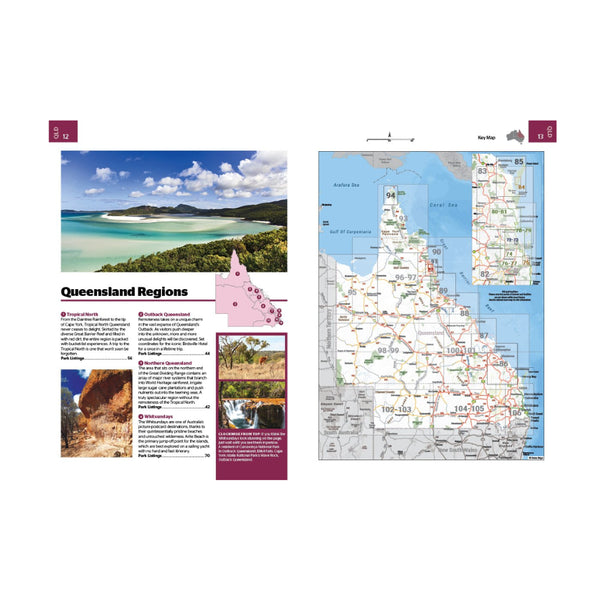 Hema Where to Camp Guide Australia. Showing Map and Attractions.