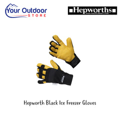 Hepworth Black Ice Freezer Gloves. Hero Image Showing Logos and Title. 