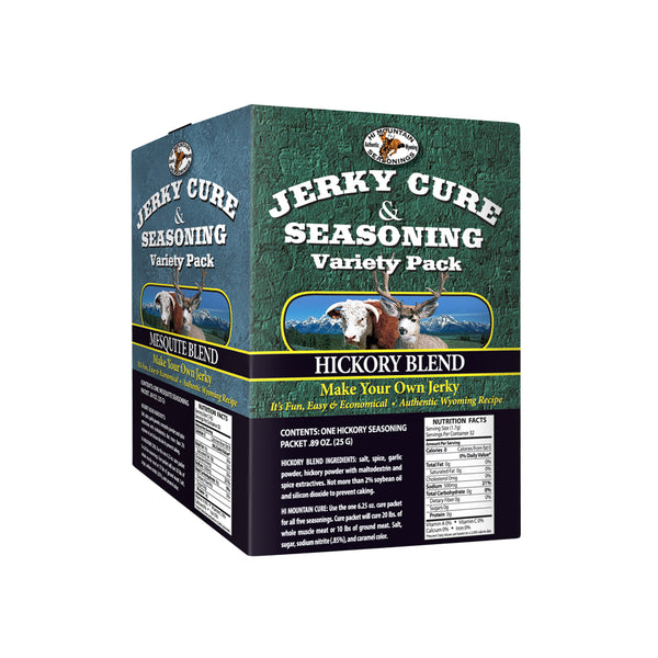 Hi Mountain Jerky Cure And Seasoning Variety Pack # 1 Image Showing No Logos Or Titles.
