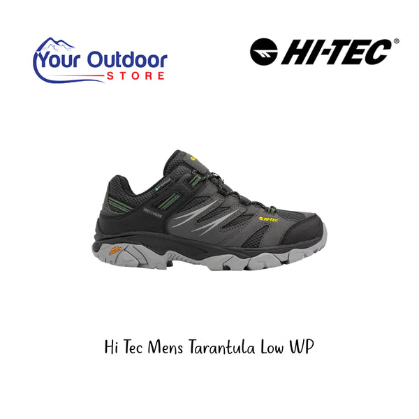 Hi Tec Men's Tarantula Low WP. Hero Image Showing Logos and Title. 