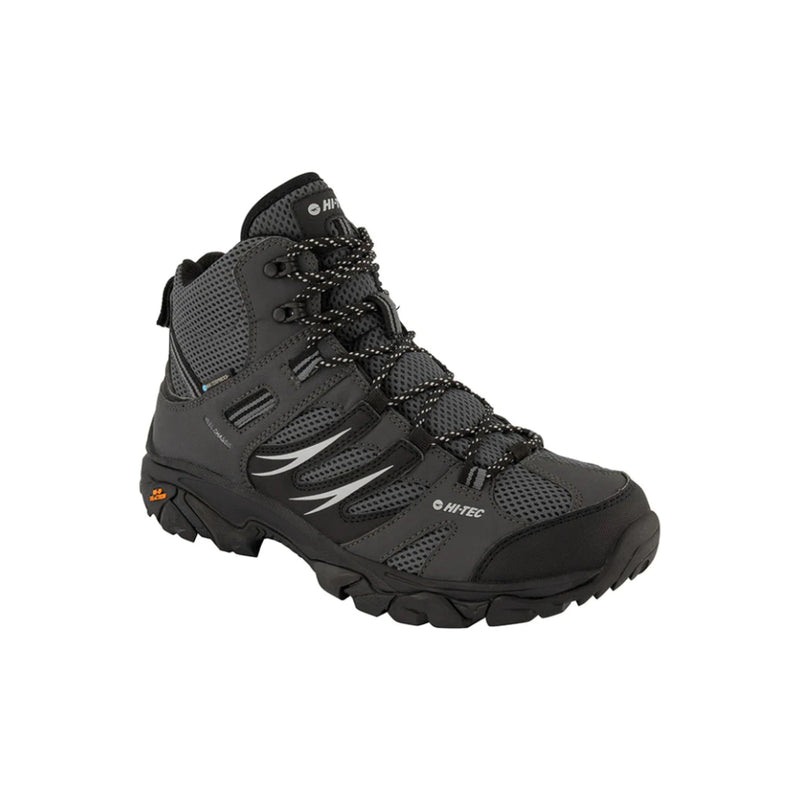 Charcoal/Black Steel Grey | Hi-Tec Men's Tarantula Mid WP. Side View. 